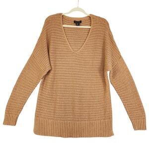 Rachel Zoe Womens Oversized Chunky Sweater Size XL Brown V Neck Drop Shoulder